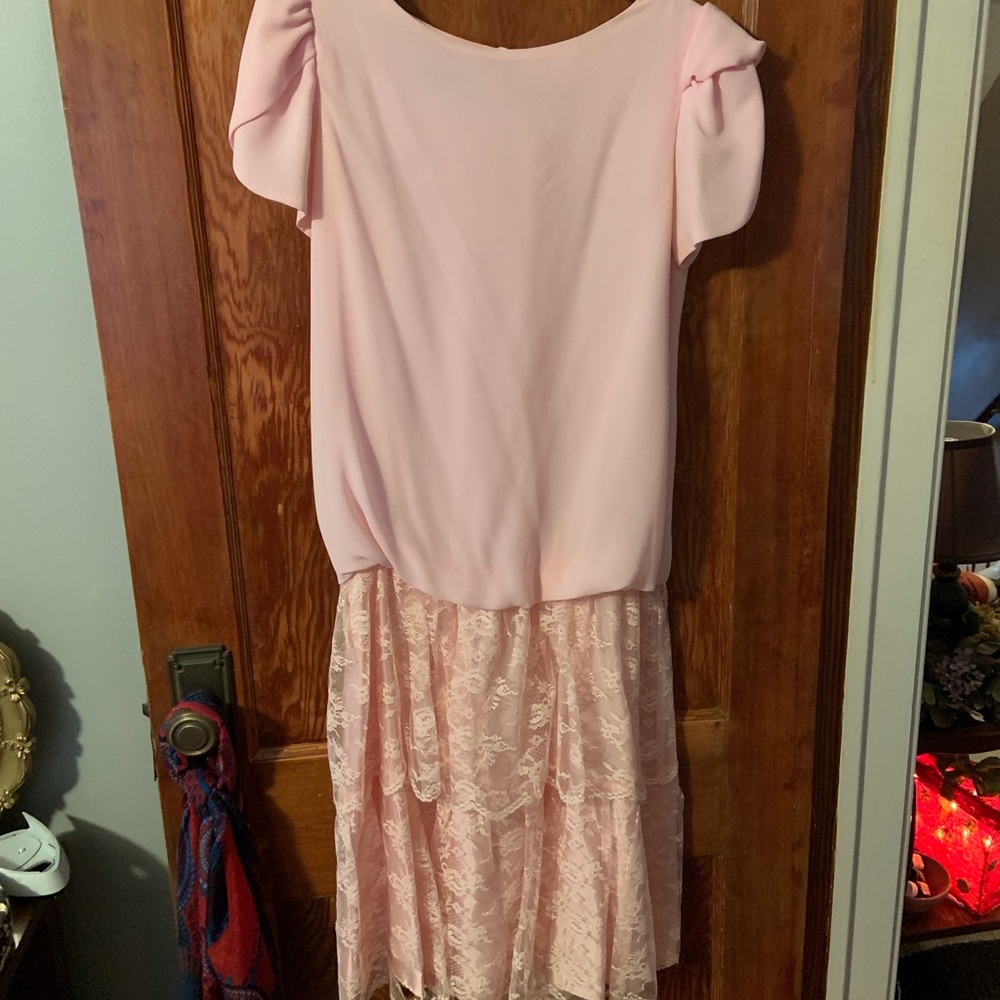 Vintage 1980s style formal dress by Superstition in pale pink, size 10